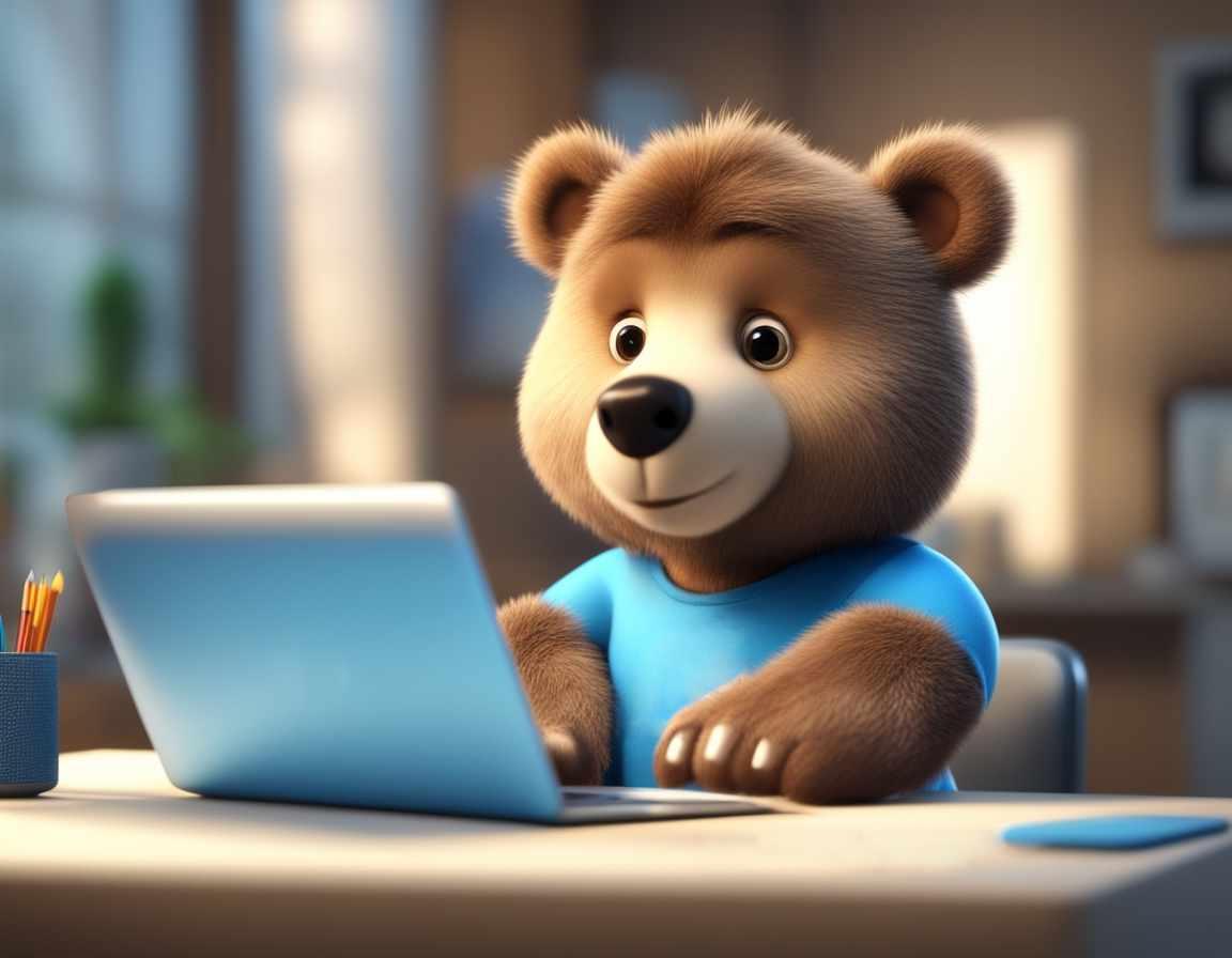 熊坐在电脑前